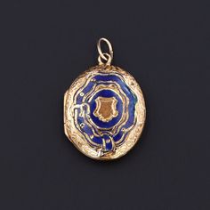 A beautiful piece of antique jewelry made to signify your commitment. Whether you're looking for an anniversary, birthday, Valentine's Day, Mother's Day gift-or just because- this antique locket is sure to capture any heart with its blue enamel belt motif symbolizing eternity, fidelity, and loyalty. This antique locket (circa 1870-1900) is 14k gold with hand etching and an enamel belt design. The locket opens and closes securely and has its original photo frames and an old photo. The piece measu Antique Opal Ring, Antique Gold Locket, Antique Bouquet, Enamel Locket, Victorian Locket, Antique Locket, Jewelry Post, Gold Locket, Victorian Gold