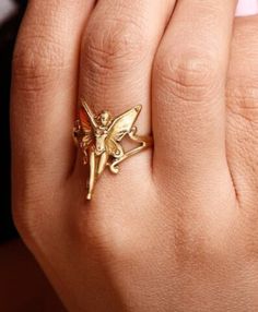 Angel Gold Ring Fairy Ring Handmade Ring Brass Jewelry - Etsy Rings Minimalist, Rings Boho, Fairy Ring, Dainty Engagement Rings, Unique Rings Vintage, Brass Rings, Knuckle Ring, Dope Jewelry, Funky Jewelry