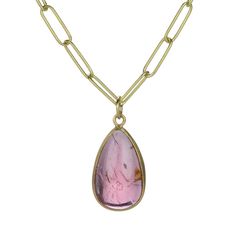 Maria Beaulieu Pink Tourmaline Cabochon Pendant (Pendant Only) | Quadr - Quadrum Gallery Flirty Personality, Handmade Chains, Rock Collection, Aqua Marine, Cabochon Pendant, Yellow Gold Pendants, Jewellery Design, Gold Jewellery, Pink Tourmaline