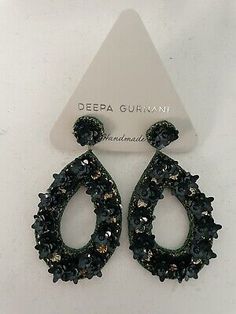 Deepa Gurnani Anthropologie Earrings Sequin Beaded Floral Dangle Teardrop Black | eBay Trendy Teardrop Dangle Earrings For Party, Beaded Teardrop Jewelry For Party, Elegant Teardrop Earrings For Summer Parties, Elegant Summer Teardrop Earrings For Party, Teardrop Beaded Earrings For Party, Beaded Teardrop Earrings For Summer, Summer Beaded Teardrop Earrings, Beaded Earrings For Party, Party Teardrop Beaded Earrings