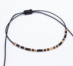 Black Beaded Friendship Bracelet, Seed Bead Bracelet, Boho Bracelet, Adjustable Bracelet, Wish Brace Festival Black Braided Bracelets With Round Beads, Adjustable Black Beaded Bracelets For Festival, Black Friendship Bracelets With Round Beads For Festivals, Gold Braided Bracelet With Tiny Beads For Festivals, Black Braided Bracelet With Round Beads For Festivals, Adjustable Gold Beads Friendship Bracelets, Black Beaded Friendship Bracelets, Adjustable Friendship Bracelets With Black Beads, Black Tiny Beads Bracelets For Friendship