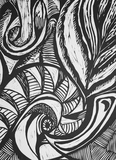 black and white drawing of an abstract design