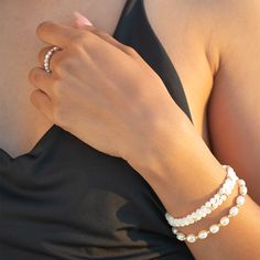 meet your new favorite beaded bracelet! add a touch of iridescent sparkle to your arm party with our California Dreaming Beaded Bracelet. this beauty features 3 luxe, textured 14k gold-filled rondelles, which add dimension and instantly elevate any look. 14k US gold filled 4mm mother of pearl beads 3 - 4.5x2mm 14k US gold filled rondelles water & tarnish resistant approximately 6.5" stretchy sold individually Elegant Stackable Pearl Beaded Bracelets, Adjustable Elegant Stretch Bracelet In 14k Gold, Elegant Adjustable 14k Gold Filled Stretch Bracelet, Elegant Stackable Beaded Bracelets In 14k Gold, Pearl Bracelets With Spacer Beads, Elegant Stretch Bracelet With Faceted Beads, Elegant Pearl Beaded Bracelets With Faceted Beads, Elegant Stackable Pearl Bracelet With Round Beads, Elegant Faceted Beads Bracelet