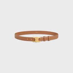 Medium Triomphe Belt in Taurillon Leather Designer Brown Belt With Gold Buckle, Luxury Gold Belt With Self Belt, Gold Leather Belt Buckles, Gold Leather Belt With Self Belt Detail, Classic Gold Belt, Celine Belt, Felt Bag, New Sneakers, New Fragrances