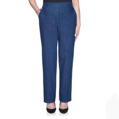 Alfred Dunner Autumn Harvest Denim Pants Our Women's Denim Jean Is Designed In A Traditional Fit. It Features A Flattering Flat-Front Waistband, Comfortable Elastic Back, And Side Seam Pockets. Classic Fit Alfred Dunner Pants, Autumn Harvest, Alfred Dunner, Women Denim Jeans, Pants Color, Fall Harvest, Pull On Pants, Denim Jean, Denim Pants