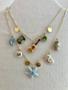 a necklace with various charms hanging from it