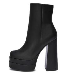 Step Out In These Stylish, Eye Catching Ankle Boots New In Box Faux Leatherette Material Lightly Padded Insole Side Zipper For Easy Shoe Removal Double Platform Chunky Block Heels Platform Height: 2.5 In. Heel Height: 5 In. Fitting: True To Size. Regular Fit. Chunky Platform Boots For Winter Night Out, Chunky Platform Boots For Night Out In Winter, Chunky Platform Ankle Boots For Night Out, High Ankle Boots With Chunky Platform For Night Out, Party Ankle Martin Boots With Chunky Platform, Chunky Platform Boots For Night Out In Fall, Chic Chunky Platform Boots For Fall, Black Chunky Platform Martin Boots For Party, Chunky Platform Ankle-high Boots For Night Out