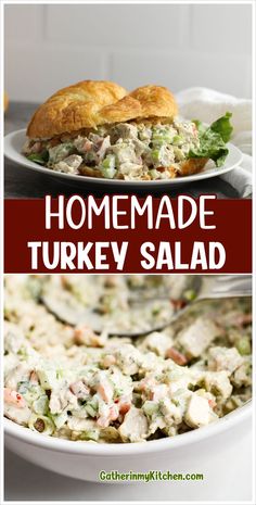 this homemade turkey salad is loaded with chicken, lettuce, and cheese it's ready to be eaten