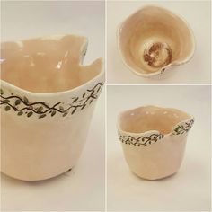 four different views of a ceramic bowl