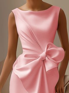 White 3D Bow Sleeveless Sheath Midi Dress | fehaute