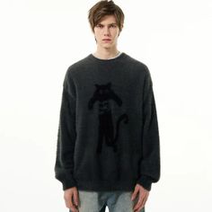 Be the envy of your friends with this exquisite Abstract Caught Kitten Sweater. Crafted from rich cotton blend, this timelessly stylish sweater offers a luxuriously comfortable fit, with bold geometric pattern embroidery and a distinctive silhouette. Perfect for any formal or casual occasion, this luxurious piece is guaranteed to add a touch of elegance and sophistication to any wardrobe. Features: -52%Acrylic 28%Nylon 20%Polyester -Knit crew neck -Dropped shoulder -Cute cat knit -Regular fit -U Fitted Jacquard Knit Crew Neck Sweater, Fitted Jacquard Knit Sweater With Crew Neck, Fitted Embroidered Crew Neck Sweater, Trendy Crew Neck Jacquard Knit Sweater, Trendy Jacquard Knit Crew Neck Sweater, Cotton Jacquard Knit Sweater For Fall, Fall Cotton Jacquard Knit Sweater, Relaxed Fit Long Sleeve Jacquard Knit Sweater, Fitted Cotton Jacquard Knit Sweater