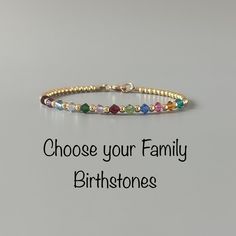 an image of a bracelet with the words choose your family birthstoness on it