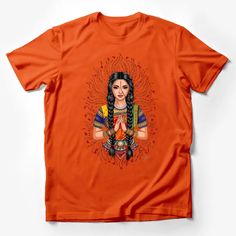 Vibrant Traditional Woman Meditation Art T-Shirt, Spiritual Healing Graphic Tee, Unique Cultural Fashion Top Male T-Shirt Custom graphic T-Shirt.Customize your color Traditional Woman, Cultural Fashion, Pop Art Women, Urban Chic Fashion, Stylish Mens Fashion, Meditation Art, Artist Outfit, Nature Inspired Design, Cartoon T Shirts