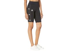 Kappa 222 Banda Cartin - Women's Shorts : Black/White/Dark Grey : The Kappa 222 Banda Cartin offers peak performance in an athletic short that's made to move with you. Pull-on style short with a comfortable, smooth elasticated waistband. Crafted with a SKIN FIT. Finished with contrast screened logo on front right leg with sprinted side panels and contrast piping. Machine wash, line dry. 84% polyester, 16% elastane. Imported. Measurements: Waist Measurement: 25 in Outseam: 18 in Inseam: 9 in Fron Waist Measurement, Contrast Piping, Peak Performance, Shorts Black, Side Panels, Athletic Shorts, Panel Siding, Product Reviews, Short Outfits