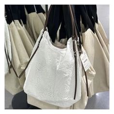 UAKISS - Lace Fairycore White Shoulder Bags Women Harajuku Large Capacity Casual Tote Bag Handbag Female Retro Y2k Bags Aesthetic Size:40cm*50cm*10cm(Length40cm, high50cm, width10cm)Notes:1.Please be reminded that due lighting effects, monitor's brightness/contrast settings etc, there could be some slight differences in the color tone of the website's photo and the actual item.2.Please allow 1-3cm error due to manual measurement. Thanks for your understand! Y2k Bags Aesthetic, Aesthetic Handbags, Vacation Tote Bag, Y2k Bags, Travel Messenger Bag, Y2k Shoulder Bag, White Shoulder Bags, Denim Crossbody, Soft Pattern