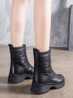 Sku CY-!20843 Material Cow Leather Style Chunky Shoes Feature Solid Occasion Going out , Casual Heels Height Mid (3cm-5cm) Seasons Spring , Autumn , Winter Type Boots Color BLACK Size 35,36,37,38,39,40 Size chart: Please consult the size chart we provide for this item's measurements to help you decide which size to buy. Please note: There may be 1-3cm differ due to manual measurement. Lace Tshirt, Chunky Shoes, Casual Heels, Jewelry Outfit, Winter Snow Boots, Leather Style, Softest Sweater, Calf Boots, Knit Fashion