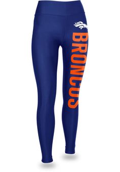 Denver Broncos Zubaz Womens Blue Vertical Graphic Pants Team-colored Bottoms For Game Day, Blue Team Spirit Sports Bottoms, Sporty Pants With Logo Print For Sports, Blue Stretch Activewear With Letter Print, Team-colored Sports Bottoms With Team Name, Blue Sporty Activewear With Letter Print, Sporty Moisture-wicking Activewear For Game Day, Collegiate Blue Sports Bottoms, Team-colored Sports Bottoms With Team Logo