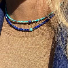 Set of two chokers Natural Turquoise 39 cm and Lapis lazuli 40cm. Bestfriend gifts, dainty, minimalist, simple, delicate, necklace. Layered necklace set gifts for her. Turquoise and lapis lazuli form a stylish and bright set of jewelry for the modern stylish woman You will receive a lot of compliments and a great mood. It's even nice to watch, picking up stones in your hands. Faceted beads necklace silver 925 gold plated gift for her mothers day gift. mothers day gift, gifts for mom Turquoise Choker, Faceted Bead Necklace, Layered Necklace Set, Silver 925 Necklace, Layered Necklace, Natural Turquoise, Beads Necklace, Delicate Necklace, Faceted Bead