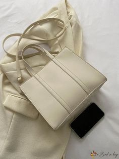 BirdinBag - Stylish Beige Double Handle Medium Square Bag with Minimalist Design Minimalist Accessories, Commuter Bag, Leather Handbags Women, Casual Tote, Bag Bag, Style Elegant, Square Bag, Haiti, Minimalist Design