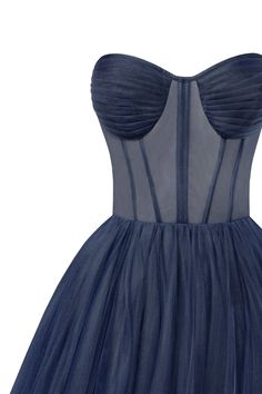 Navy Strapless Puffy Midi Tulle Dress ➤➤ Milla Dresses - USA, Worldwide delivery Pleated Overbust Corset Dress For Prom, Organza Corset Dress For Debutante Ball And Prom, Organza Corset Dress For Prom Season And Debutante Ball, Sheer Bodice Fitted Corset Dress For Gala, Organza Corset Dress For Debutante Ball During Prom Season, Gala Ball Gown Corset Dress With Corset Back, Gala Corset Dress With Sheer Fitted Bodice, Gala Corset Dress With Sheer Bodice, Sheer Bodice Corset With Sweetheart Neckline For Gala