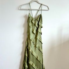 Only Worn Once As A Bridesmaid Dress. Perfect For Formal Events. Green Ruffle Bridesmaid Dress, Green Maxi Dress With Ruffled Straps, Show Me Your Mumu Moss Green, Green Breezy Dress With Ruffles, Moss Green Bridesmiad Dresses, Mumu Dress, Ruffled Maxi Dress, Moss Green, Formal Event