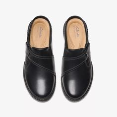 Womens Caroline Bay Black Leather Mules | Clarks US Clarks Mules, Casual Cushioned Slip-ons With Round Toe, Casual Slip-ons With Cushioned Footbed And Round Toe, Classic Flat Heel Sneakers With Removable Insole, Comfortable Round Toe Slip-ons For Walking, Casual Flat Heel Slip-ons For Work, Casual Synthetic Slip-ons For Workwear, Comfortable Flat Walking Shoes With Stitched Sole, Functional Walking Shoes With Removable Insole And Round Toe