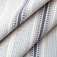 a blue and white striped fabric