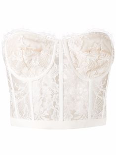 white cotton blend tulle netting satin trim corded lace semi-sheer construction corset style boned bodice sweetheart neck underwire cup exposed rear zip fastening strapless straight hem We've partnered with Good On You — an independent agency that rates how brands perform in relation to their impact on the planet, people and animals, with a multi-criteria rating simplified to a five points scale. In order to be awarded our conscious label, larger brands need to score a minimum of four out of fiv Asian Style Outfits, Ever After High Fashion, White Lace Corset, Lace Bustier Top, Over 40 Style, Top Bustier, Soul Contract, Lace Corset Top, Doll Aesthetic