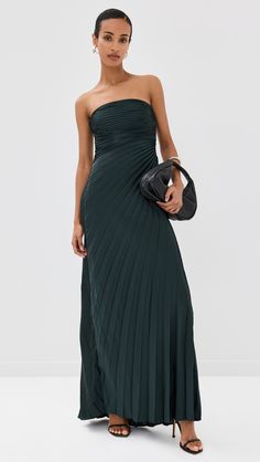 Fast Free Shipping & Free Returns on A.L.C. Bianca Dress at Shopbop. Shop new arrivals from A.L.C. at Shopbop.com Strapless Pleated Maxi Dress For Gala, Ruched Stretch Strapless Dress For Formal Events, Fitted Strapless Dress With Ruched Bodice For Evening, Formal Ruched Strapless Stretch Dress, Fitted Strapless Pre-draped Evening Dress, Ruched Strapless Stretch Dress For Evening, Silk Fitted Strapless Dress With Straight Neckline, Evening Strapless Ruched Stretch Dress, Evening Strapless Stretch Dress With Ruched Detail