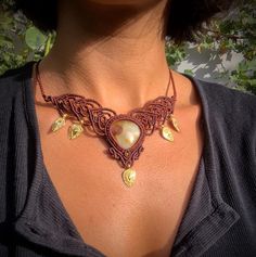 Handmade macrame necklace with agate stone Bohemian Agate Jewelry With Adjustable Cord, Earthy Macrame Necklaces For Festivals, Spiritual Agate Macrame Jewelry, Bohemian Macrame Jewelry With Agate, Bohemian Macrame Agate Jewelry, Bohemian Agate Macrame Jewelry, Nature-inspired Macrame Necklaces For Festivals, Nature-inspired Macrame Necklace For Festivals, Adjustable Macrame Necklace In Nature-inspired Style