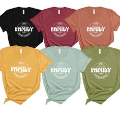 Customize your Family Reunion Tees with your family name and your destination or theme! Choose your color and size for each shirt and add what you would like on the shirt in the personalization box and then add to cart. Repeat this process until you have all the shirts you need!  -- Unisex Tees -- 👀 Sizing Info: Please check size chart for accurate size.  Fabric Info: Heather Colors are 52% airlume combed and ringspun cotton, 48% polyester Heather blend shirts are known for their softness and c Affordable Family Matching T-shirts For Family Reunion, Cheap Tops For Family Events And Father's Day, Cheap Summer Tops For Family Reunion, Cheap Relaxed Fit Shirt For Family Occasions, Pre-shrunk T-shirt For Family Reunion, Cheap Family Matching T-shirts For Family Reunion, Affordable Family Matching Birthday T-shirt, Cheap Family Matching Shirt For Vacation, Cheap Pre-shrunk Shirt For Family Reunion