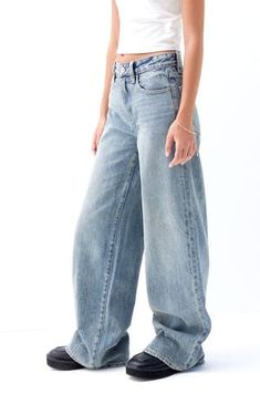 Medium Wash Baggy Jeans, Y2k Clothes Women, Pac Sun Jeans, Baggu Jeans, Mid Rise Baggy Jeans, Cute Jeans High Waisted, Where To Buy Baggy Jeans, Cool Baggy Jeans, Bagy Jeans