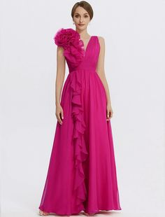 A-Line Evening Gown Floral Dress Formal Wedding Guest Floor Length Sleeveless V Neck Chiffon with Ruched Appliques Dress Formal Wedding Guest, Gown Floral, Formal Wedding Guests, Floral Dress Formal, Mob Dresses, Evening Dresses Cocktail, Dress Formal, Handmade Dresses, Wedding Bridesmaid Dresses