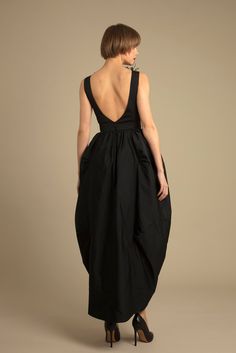 Description Black High-low, Long dress Closed neckline Taffeta, Beading Dry Clean Evening Dress Made in Lebanon LPW23 6768MD Balloon Dress, Jewel Neckline, Midi Dresses, Lebanon, Evening Dress, High Low Dress, High Low, Dress Length, Long Dress