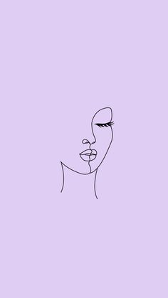 a line drawing of a woman's face on a purple background