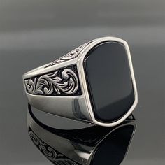 Silver Bull Head Signet Men's Ring , Onyx Stone Man Ring , Oval Onyx Stone Ring , Taurus Silver Men Ring , 925k Sterling Silver Ring ★Item Details * Gender : Male / Female * Material : 925K Sterling Silver * Total weight : 13 Grams * Gemstone : Onyx Stone ✔ Ready to Ship in 1-2 Business Days .. ✔ Shipped to the Worldwide 1-5 business days with free shipping... ✔ The product will be sent to you with a handmade wooden box to avoid any damage during shipping... ✔ Visit our store, browse other Men's Classic Black Sterling Silver Signet Ring, Black Engraved Ring With Polished Finish For Formal Occasions, Formal Black Engraved Ring With Polished Finish, Luxury Black Engraved Ring In Sterling Silver, Classic Black Engraved Ring With Black Enamel, Classic Black Sterling Silver Engraved Ring, Black Sterling Silver Hallmarked Engraved Ring, Elegant Black Signet Ring Stamped 925, Elegant Black Sterling Silver Engraved Ring