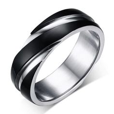 High Quality 6mm Stainless Steel Black and Silver Alliance Promise Ring With Free EngravingSurprise your loved one with our Personalized Quality Stainless Steel Black and Silver Alliance Promise Ring. This sleek ring features a stylish black and silver design, crafted from high-quality stainless steel. The ring can be engraved with a personalized message, making it a unique and meaningful gift for him. Available in sizes 5.0 to 13.0, this promise ring is durable and long-lasting. Perfect for ann Stainless Steel Wedding Ring, Elegant Wedding Rings, Ring Man, Fashion Ring, Mens Wedding Rings, Rose Gold Color, Black Stainless Steel, Stainless Steel Rings, Womens Engagement Rings