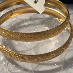 Cute Goldtone Bangle Bracelet Set Of Two Nwt. Z123 Sterling Silver Heart Bracelet, Corporate Baddie, Silver Heart Bracelet, Beaded Cuff Bracelet, Bangle Bracelet Set, Avon Jewelry, Enamel Bracelet, Hinged Bracelet, Gold Bangle