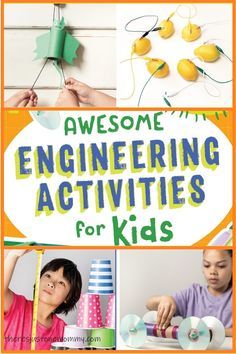 some kids are doing crafts with the words awesome engineering activities for kids