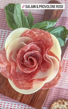 salami and provolone rose on a plate