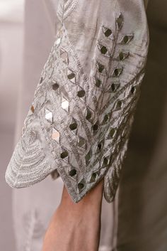 Silver shalwar kameez outfit. Pakistani and Indian desi dress in New York, USA online. Perfect for desi weddings or gatherings. Banarsi Suit, Mirror Work Embroidery, Bride Collection, Eastern Wear, Eastern Dresses, Desi Dress, Mirror Embroidery, Hand Embroidery Dress, Add Sleeves