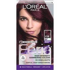 With L'Oreal Feria permanent hair color, what you see is the shimmer. Multi-Faceted shimmering color with 3X highlights delivers intensified, brilliant results. Inspired by fashion, Feria offers a twist on the traditional and gives edgy hair color - from bright red, platinum blonde, rose gold, metallic brown, to blue black hair color, these hair dye kits will transform your hair. Feria's prismatic color spectrum is custom-blended by L'Oreal master colorists for bold, head-turning shades – no app Loreal Midnight Ruby Hair Color, Garnier 42 Deep Burgundy, Burgundy Hair Dye Box, Best Burgundy Hair Dye Box, Loreal Feria R48, Deep Burgundy Hair Color Box Dye, Sally Beauty Supply Hair Color Burgundy, Loreal Purple Hair Dye, Loreal Magenta