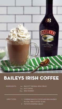 bailey's irish coffee with whipped cream