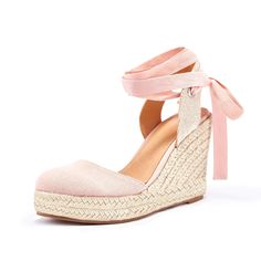 PRICES MAY VARY. Women's platform wedge sandals. Cut out design quite fits the spring summer time. Lace up tied, closed round toe, slingback style also makes it elegant and sexy, it gives your feet much room while walking. Platform wedge pattern has already been today's trend. Boho sandals with braided espadrille sole, soft suede upper, environmental material, ankle strappy design, sturdy heel, makes it soft and comfortable to wear. Heel measures approximately 3.2", the platform wedge heel provi Closed Toed Sandals, Dream Shoe, Womens Espadrilles Wedges, Sandals Platform, Boho Sandals, Summer Heels, Platform Wedge Heels, Wedge Espadrilles, Sandal Platform