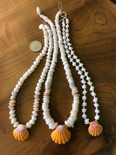 Puka Necklace, Pink Shell Necklace, Afro Jewelry, Sunrise Shell, Summer Jewellery, Puka Shell Necklace, Bahama Mama, Deep Yellow, Assemblage Necklace