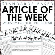 an article of the week with text overlaying it and three pictures of articles