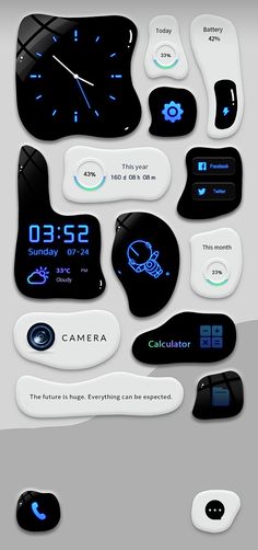 a bunch of different types of electronic devices with numbers and symbols on them, all connected to one another