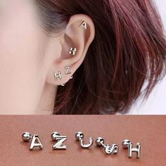 Women Girls Silver Alphabet Initial Letter Stud Earrings Surgical Steel 2Pcs | eBay Trendy Birthday Earrings For Pierced Ears, Trendy Earrings For Mother's Day Gift, Trendy Silver Earrings For Birthday, Casual Personalized Earrings As A Gift, Trendy Nickel-free Earrings For Mother's Day, Cheap Stainless Steel Initials Jewelry, Letter A Earrings, Alphabet Earrings, Silver Initials Earrings For Gift