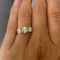 14k Solid Gold Three Stone Moissanite Ring, Special Design Real Gold Ring for Her, Handmade Fine Jewelry by Selanica - Etsy Handmade Fine Jewelry, Moissanite Ring, Washable Area Rugs, Rings For Her, Moissanite Rings, Special Design, Three Stone, Real Gold, Anniversary Rings