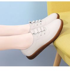 Genuine Leather Women's Soft Sole Hollow Anti-slip Casual Leather Sho – Dresslittly White Leather Slip-ons With Leather Footbed, Comfortable Leather Lace-up Shoes With Rubber Sole, Casual Beige Slip-on Oxfords, Comfortable Beige Slip-on Leather Shoes, Casual Beige Leather Shoes With Rubber Sole, Spring Leather Low-top Shoes With Cushioned Footbed, Comfortable Low-top Leather Flats, Beige Leather Slip-ons For Spring, Casual Beige Leather Shoes With Textured Sole